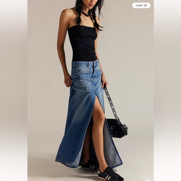 We The Free Come As You Are Denim Maxi Skirt NWT size 4 - Picture 2 of 13